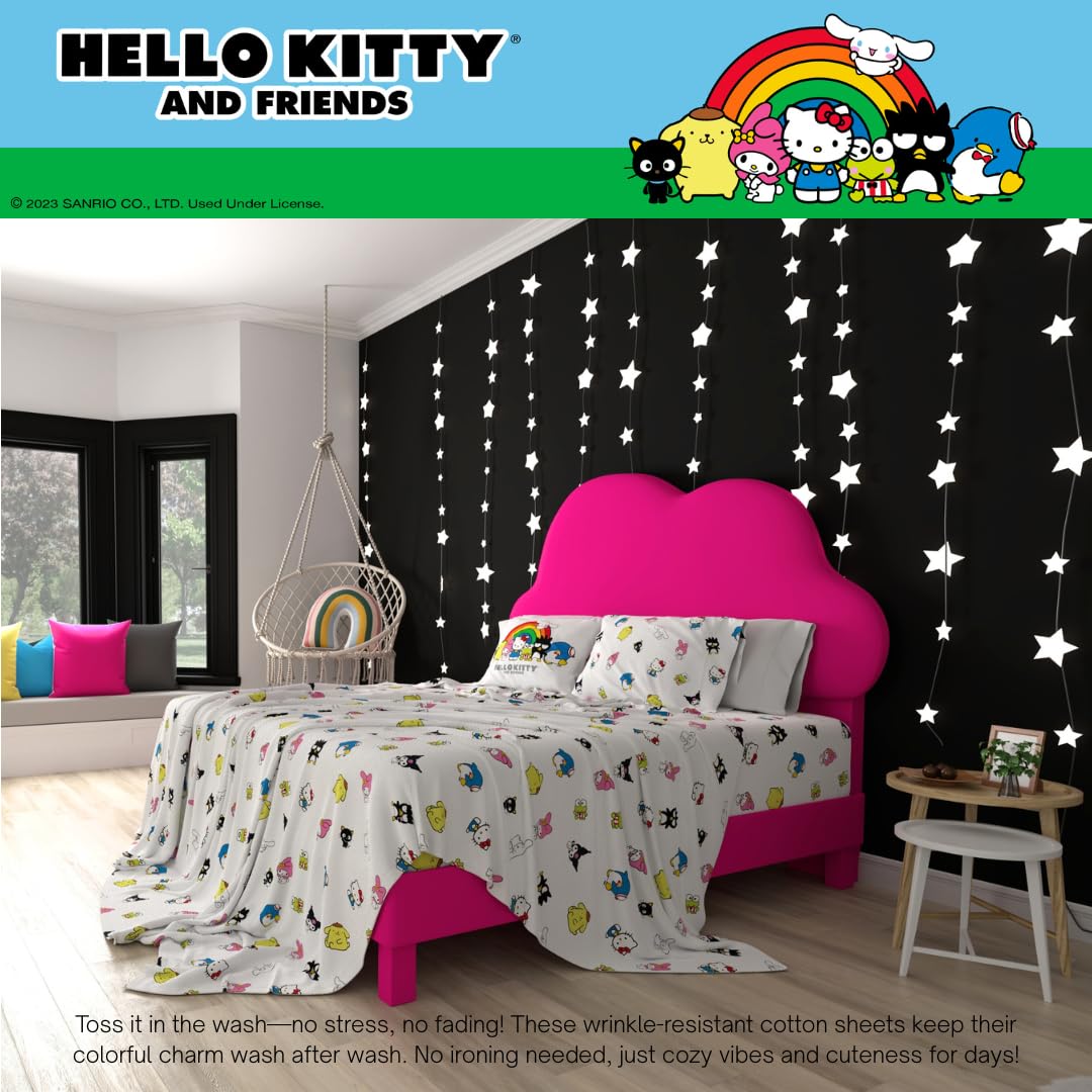 Collectibles Hello Kitty & Friends Bedding Super Soft Cozy Cotton 4 Piece Full Sheet Set, (Officially Licensed Product) By Franco