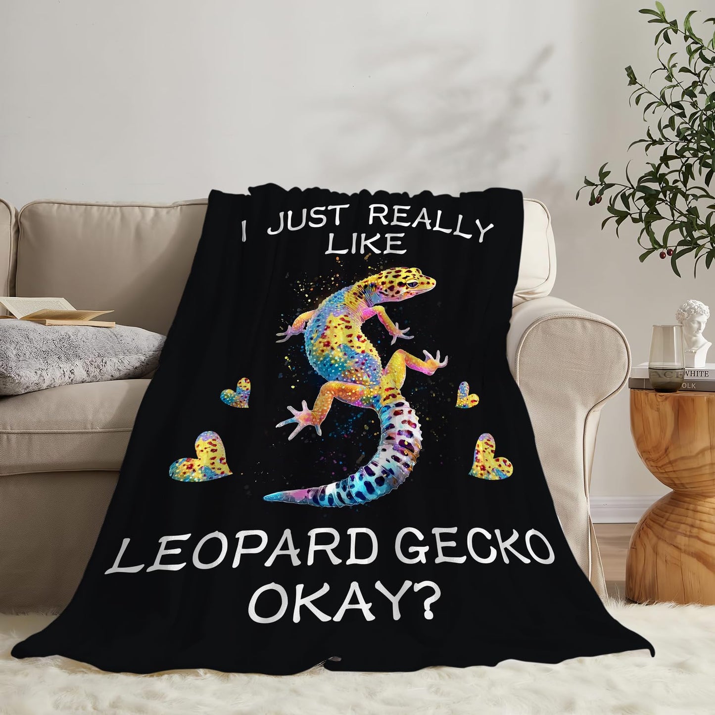Leopard Gecko Blanket Soft Fuzzy Fleece Lizard Reptile Throw Blankets Decor Cozy Warm Plush Flannel Blankets Gifts for Boys Girls Men Women Home Chair Sofa Couch Bed 50"X40"