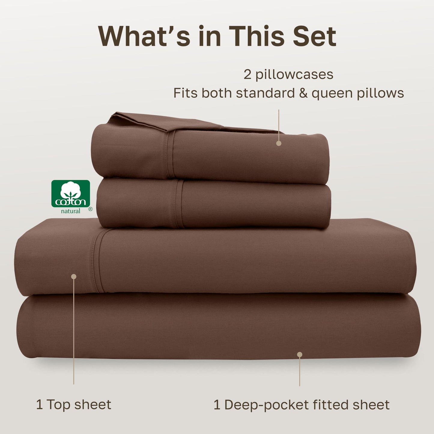 California Design Den Soft 100% Cotton Bed Sheets Queen Size Set, 400 Thread Count Good Housekeeping Award Winner, Silky Smooth Sateen, Deep Pocket Queen Bed Sheet Set - Espresso Chocolate Brown