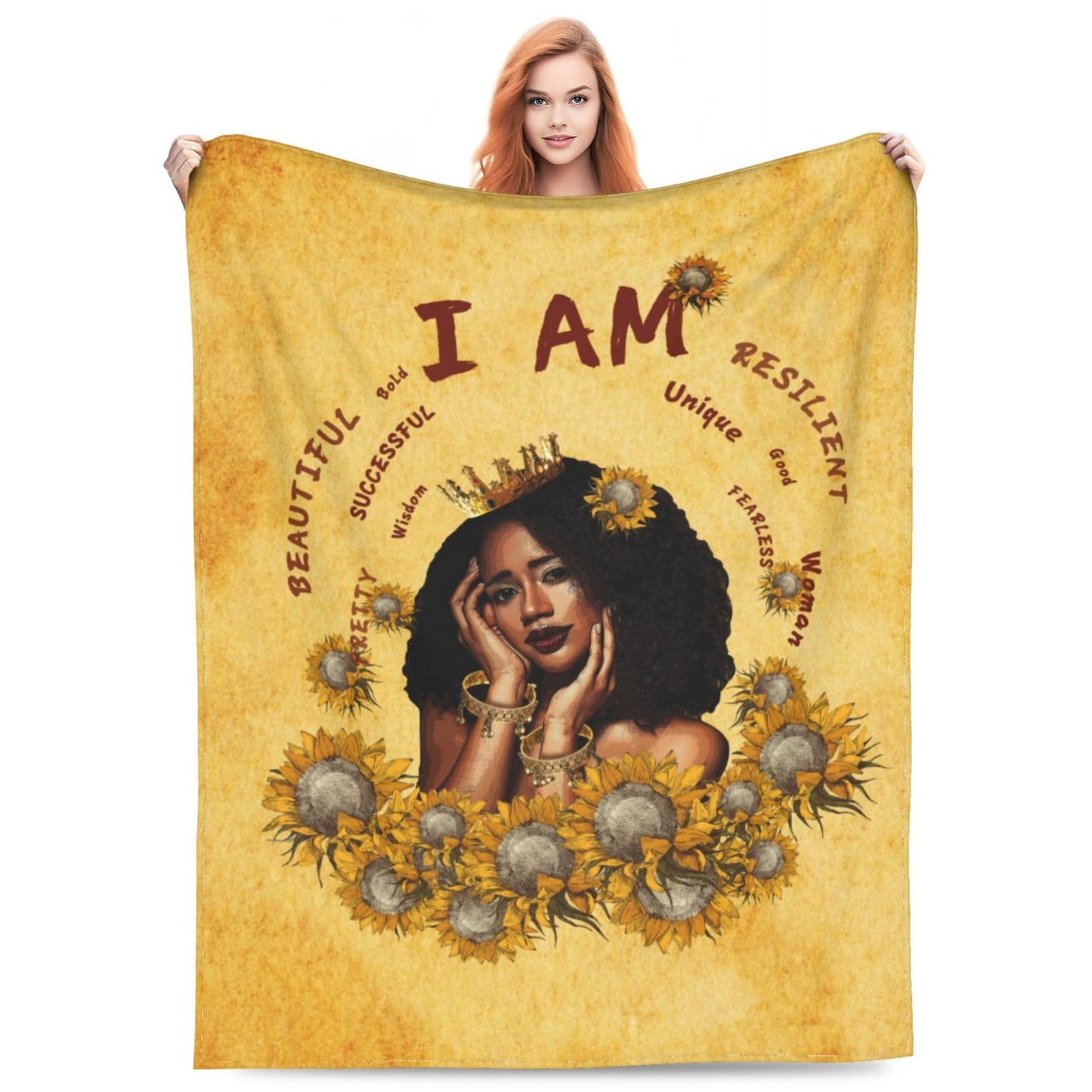 African American Throw Blanket 50"x40" Inch Cozy Theme Fluffy Plush Black Girl Blanket Soft Flannel Throw Blanket for Men Women Boys Girls Gift Sofa Bed Couch Christmas