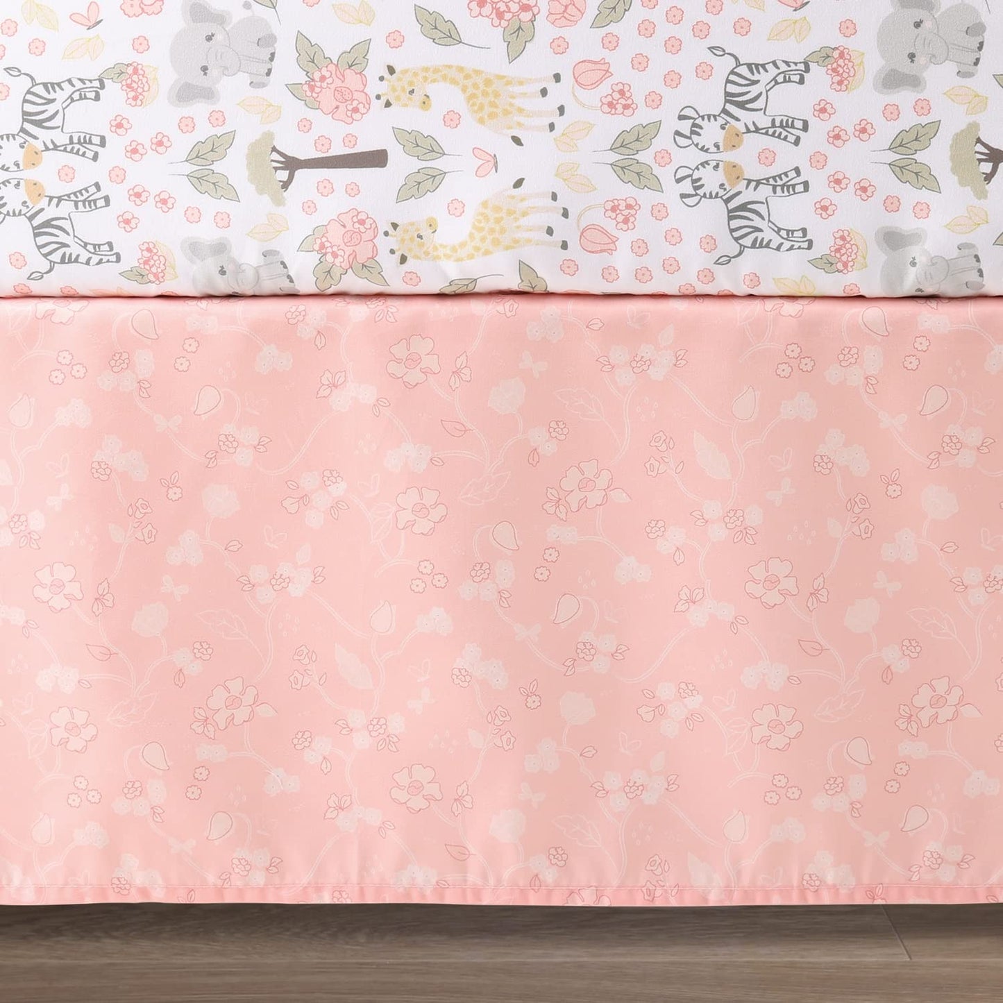 The Peanutshell 3 Piece Baby Crib Bedding Set for Girls - Newborn, Infant & Toddler Nursery Bed Set Decor with Fitted Crib Sheet, Dust Ruffle, Crib Comforter - Wildest Dreams