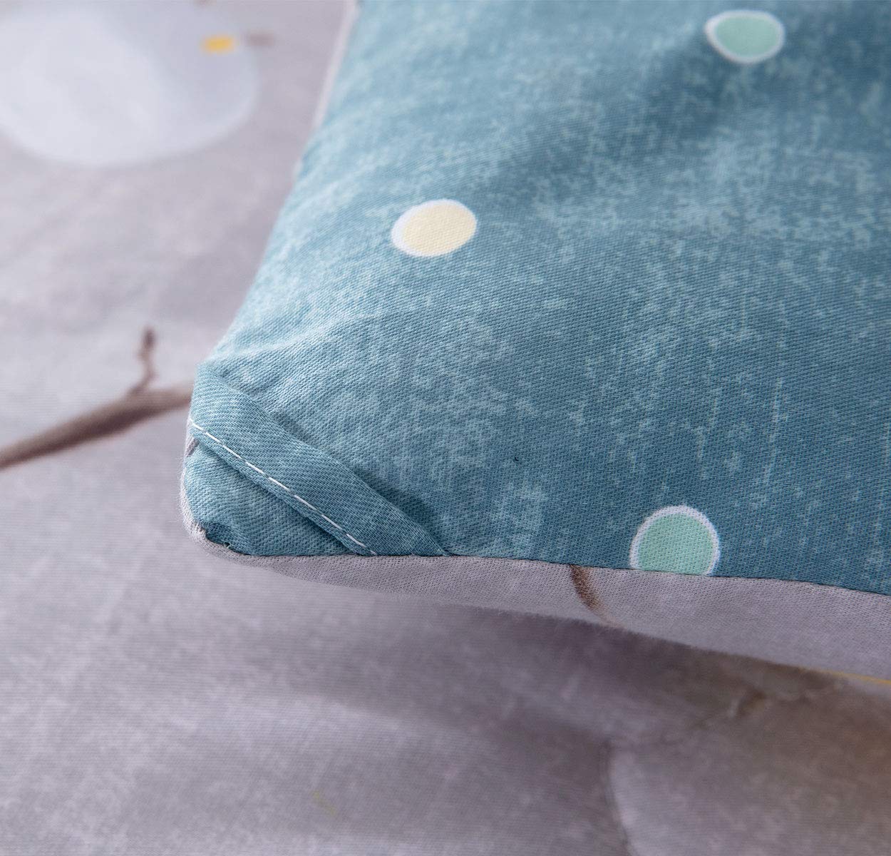 SLEEPBELLA Comforter King Size, 600 Thread Count Cotton Grey Branch with Yellow Turquoise Polka Dot Pattern Green Reversible Comforter Set,Down Alternative Bedding Set 3Pcs(King, Grey Branch)