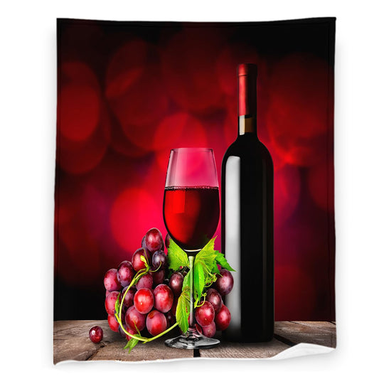 Red Wine Blanket 40" x 50" Grapes Romantic Wedding Glasses Super Soft Bedding Fleece Throw Blanket Microfiber Flannel Blankets Couch Sofa Warm Lightweight for Boys Girls