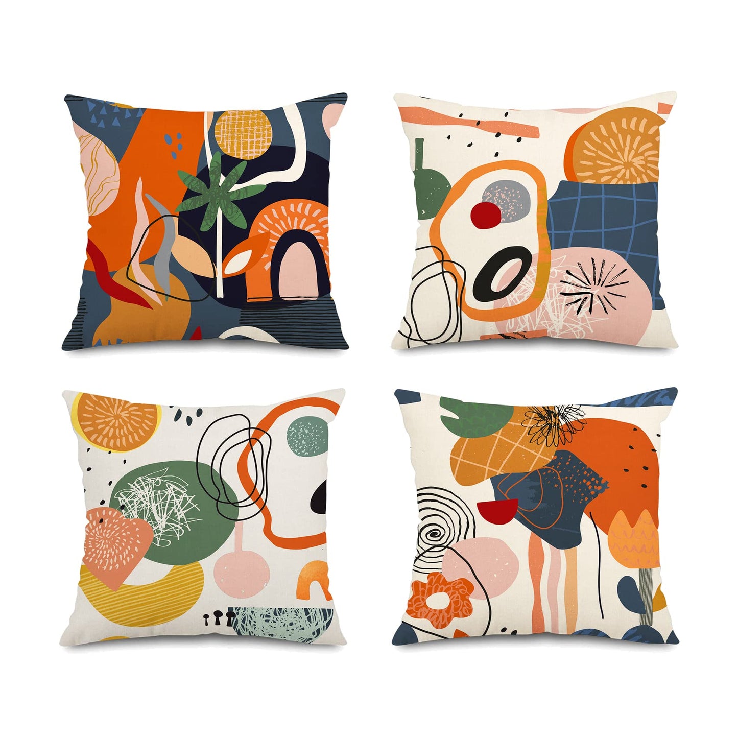 Jartinle Burnt Orange Abstract Throw Pillow Covers 18x18 Set of 4 Boho Geometric Pillow Covers Accent Minimalist for Couch Outdoor Decor