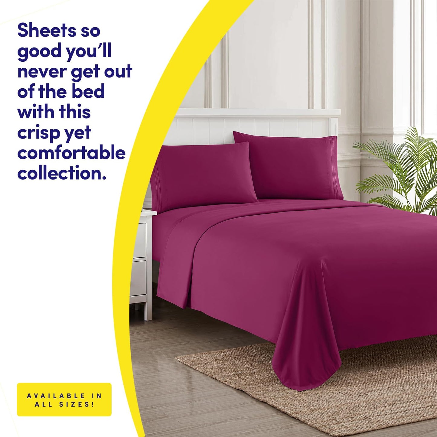 1500 Supreme Collection Queen Sheet Sets Berry Purple - Luxury Hotel Bed Sheets and Pillowcase Set for Queen Mattress - Extra Soft, Elastic Corner Straps, Deep Pocket Sheets, Queen Berry Purple