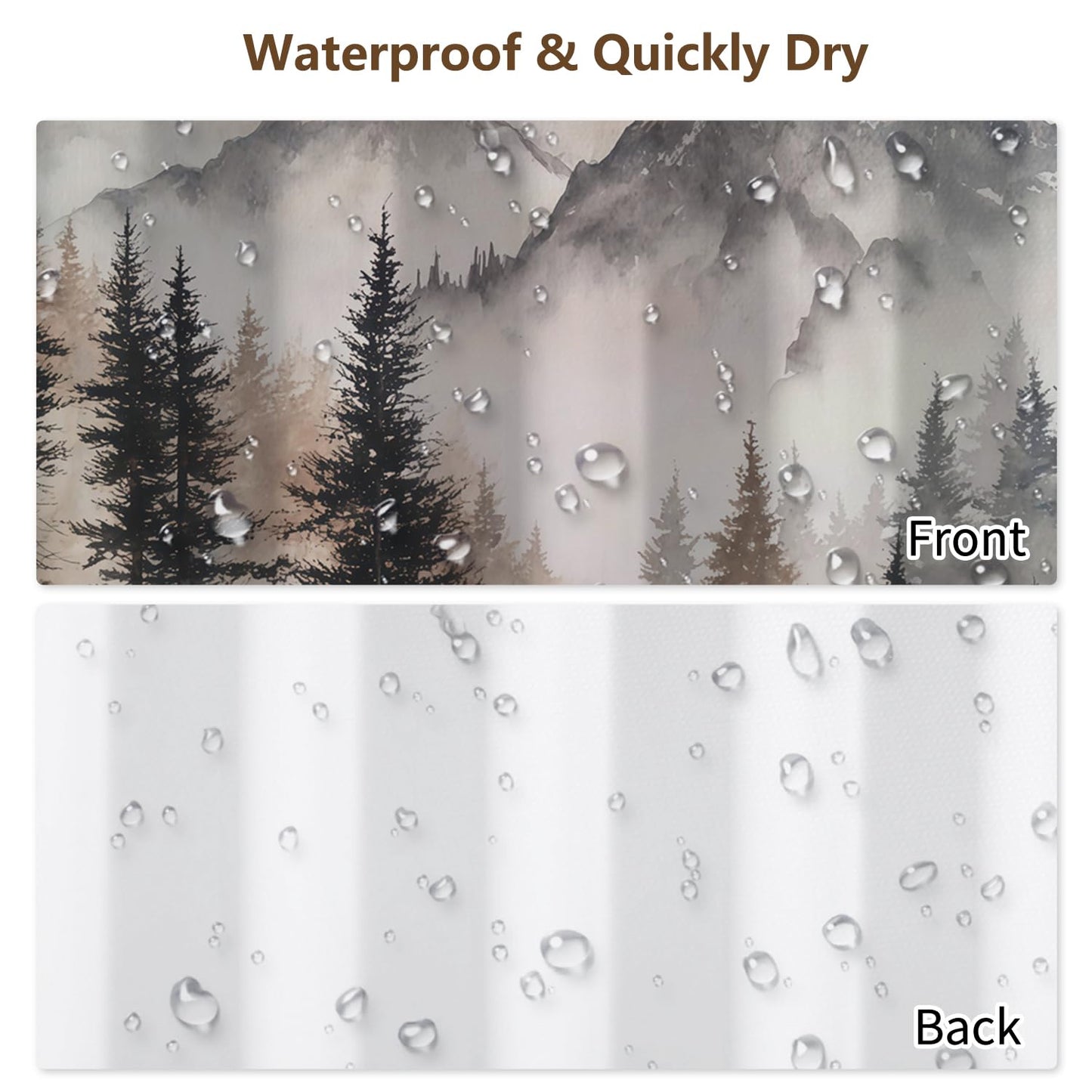 Xiazhilaio Mountain Mist Forest Shower Curtain with Rings – 71x74 Inch Waterproof Fabric Bath Curtain with Hooks, Nature Landscape Scenic Bathroom Curtain for Rustic Cabin Style Home Accent