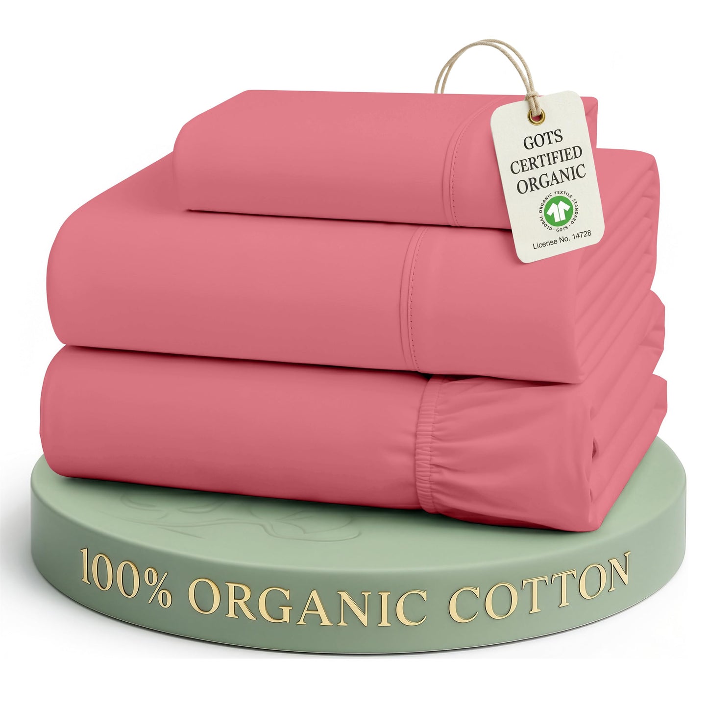 LANE LINEN Twin XL Sheet 100% Organic Cotton GOTS Certified Percale Weave Deep Pocket 3 Piece Soft Breathable Cooling Lightweight All Season Machine Washable Crisp - Mineral Red