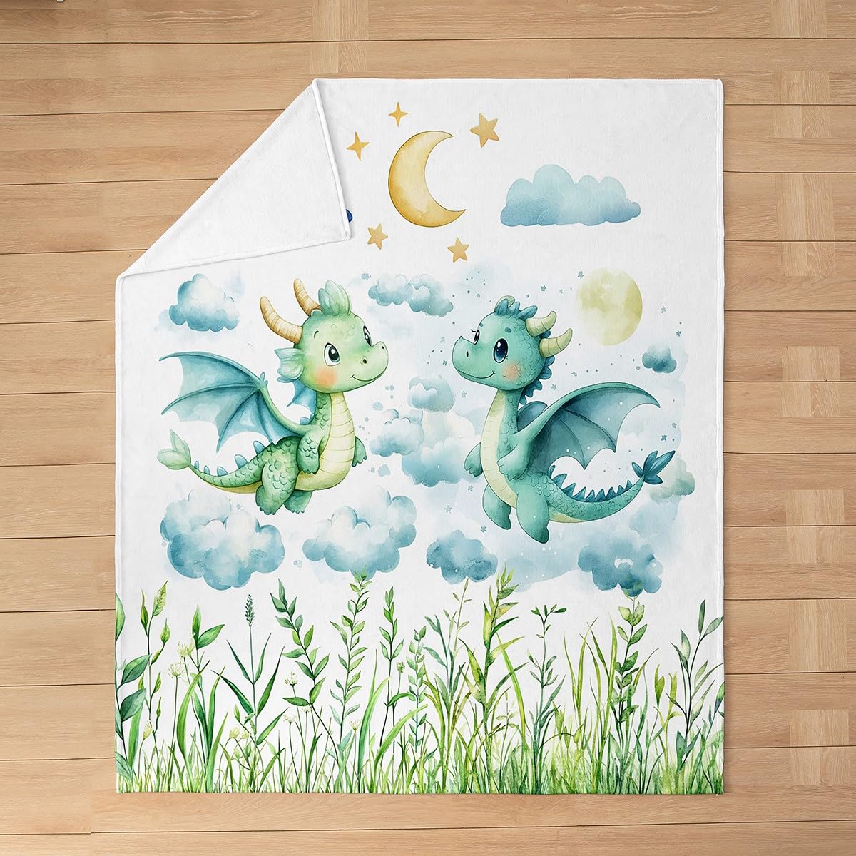 Feelyou Dragon Plush Throw Blanket Queen 90"x90" Dragon Stuff Flannel Fleece Blanket for Boys Girls Teens Wild Life All Season Bed Blanket Dragon Decor Blanket Room Decor Green