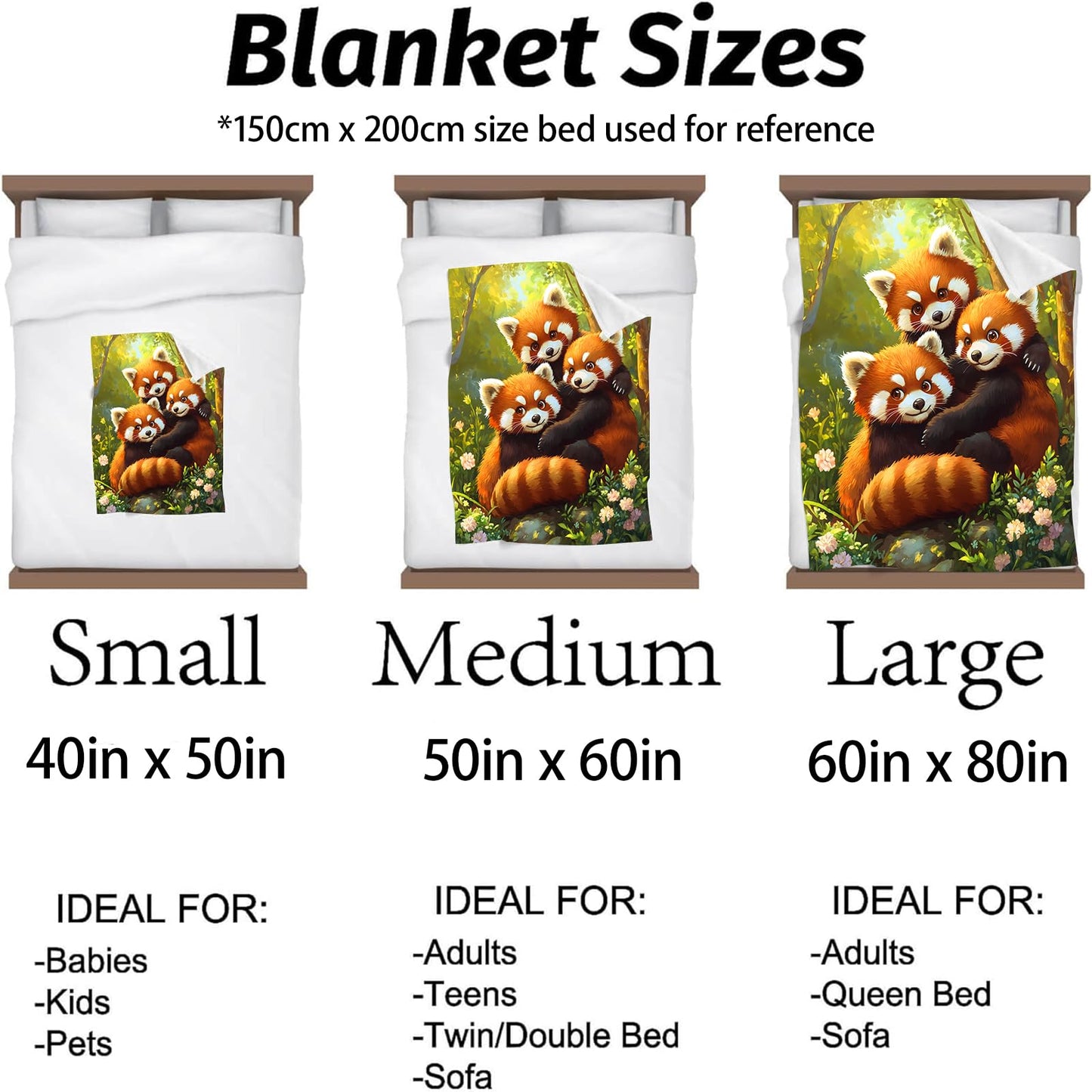 Kibue Adorable Red Pandas Blanket Warm & Plush Flannel Throw Blanket - Soft Cozy Lightweight Blankets for Travel, Sofa, Bedroom, Office, Home Decor for Adults Kids Women 60"×50"