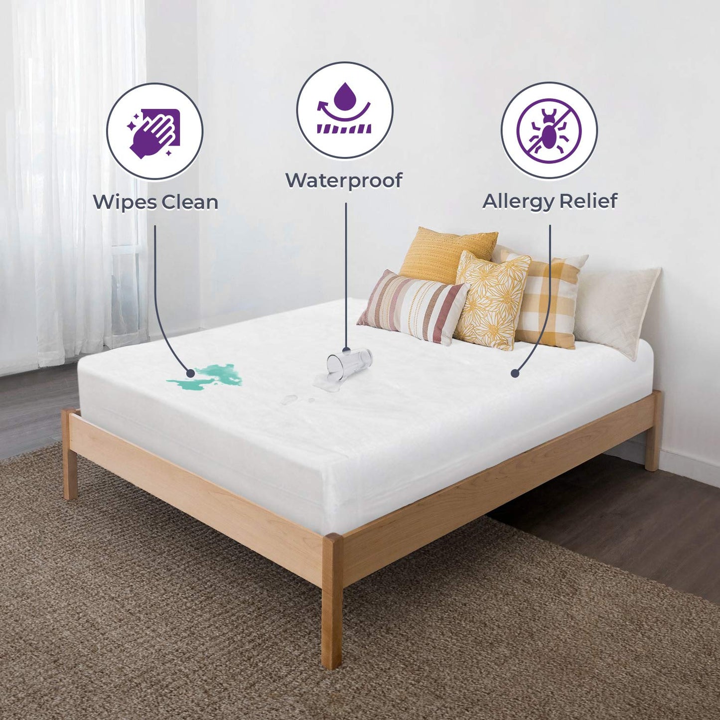 BLISSFORD Plastic Mattress Protector Zippered Queen, Waterproof Vinyl Mattress Cover, Heavy Duty Noiseless Mattress Encasement