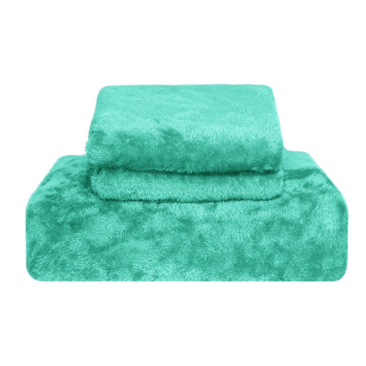 Ramesses Fluffy Teddy Fleece Full Size Fitted Sheet - 1 Deep Pocket Furry Fleece Fitted Sheet and 2 Piece Ultra Soft Pillowcases (Green, Full)