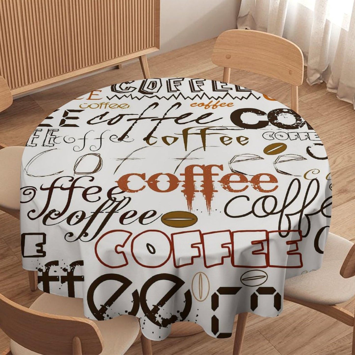 GoDazzling Coffee Kitchen Round Tablecloth, Coffee Theme Farmhouse Cafe Modern Tablecloth for Home Party Dining Room Kitchen Decor 36Inch(90cm)