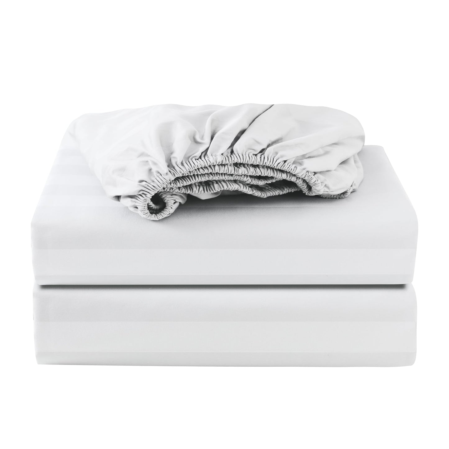2 Pack Queen Fitted Sheets Only, 100% Egyptian Cotton, Super Soft 600 Thread Count Sateen, 16" Deep Pocket Bottom Sheets, Breathable Hotel Quality, Durable All-Around Elastic, Striped White