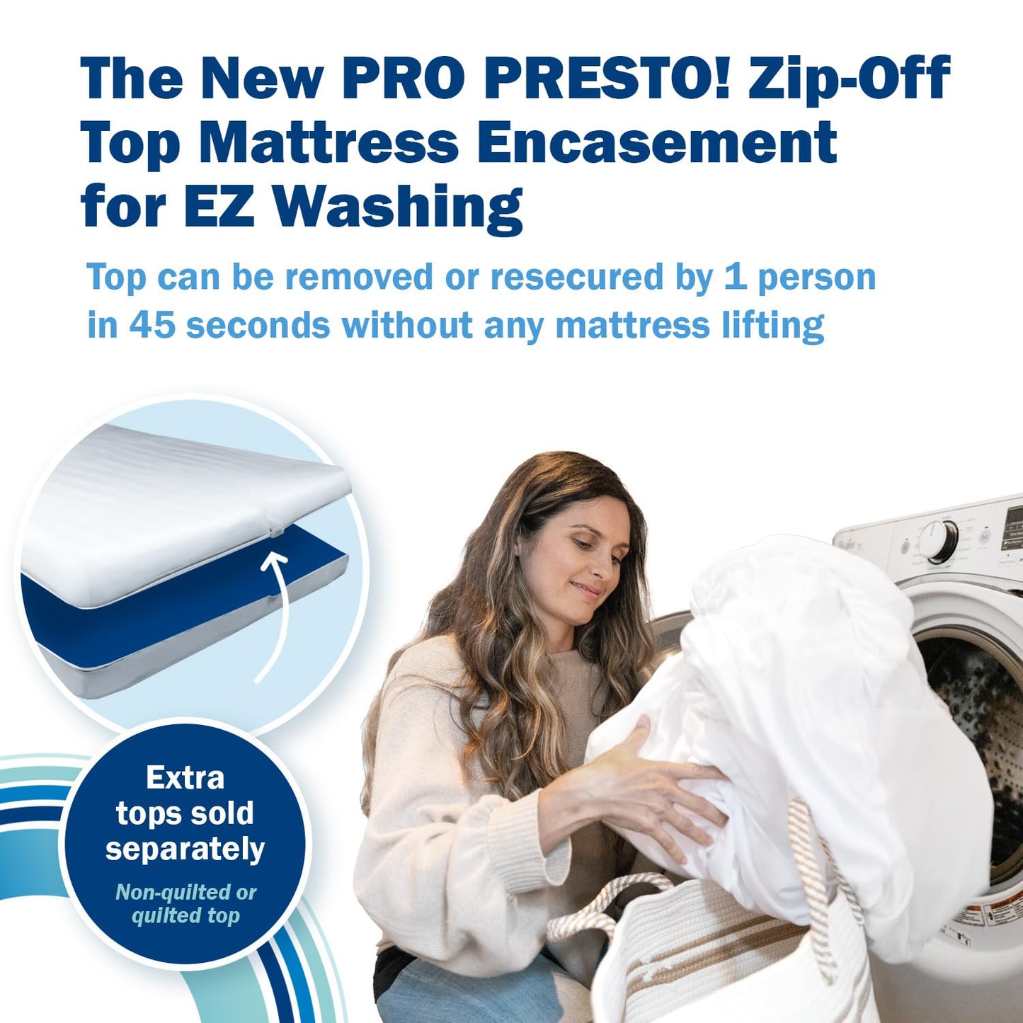 CleanRest PRO Presto! Zip-Off Top Mattress Encasement for EZ Washing, Cal King Size, Waterproof Mattress Protector - Bed Bug, Dust Mite & Allergen Proof - 1 Person Install, No Mattress Lifting to Wash