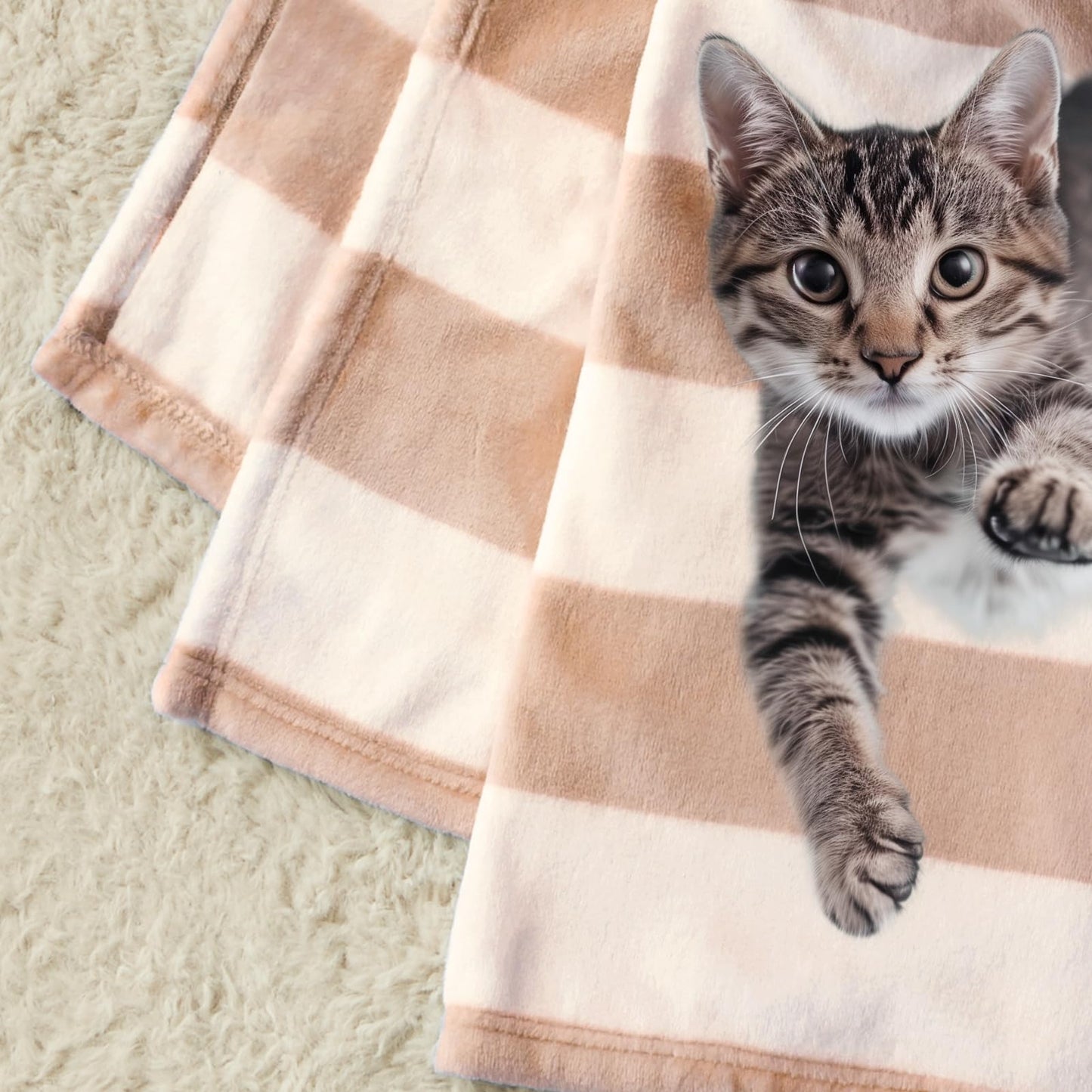 PLEVONITH Cozy Blankets for Women Gift - Striped Throw Blanket Checkered, Brown Warm Blankets for Winter, Twin Blanket 60x80 Inches
