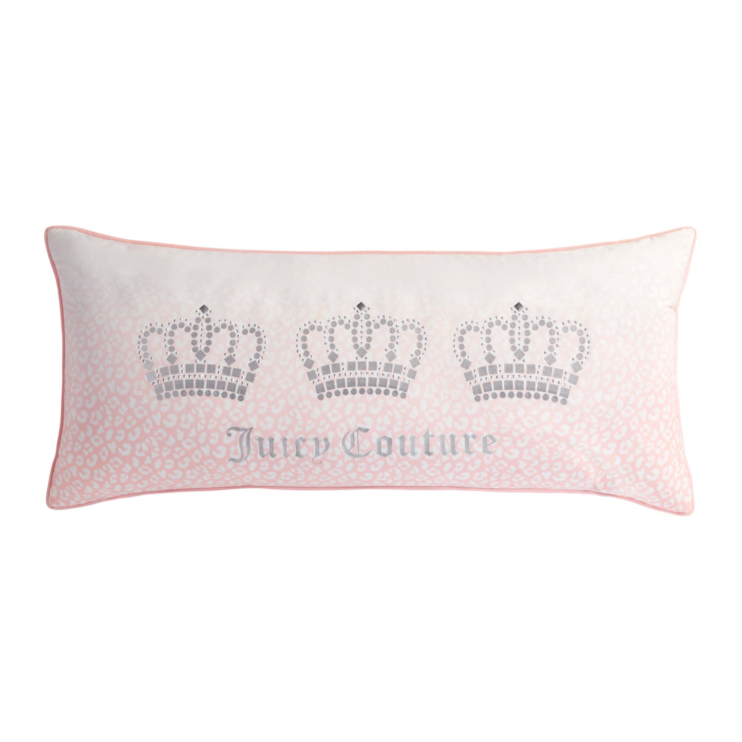 Juicy Couture Royal Crowns 16" x 36" Decorative Pillow, Light Pink Leopard