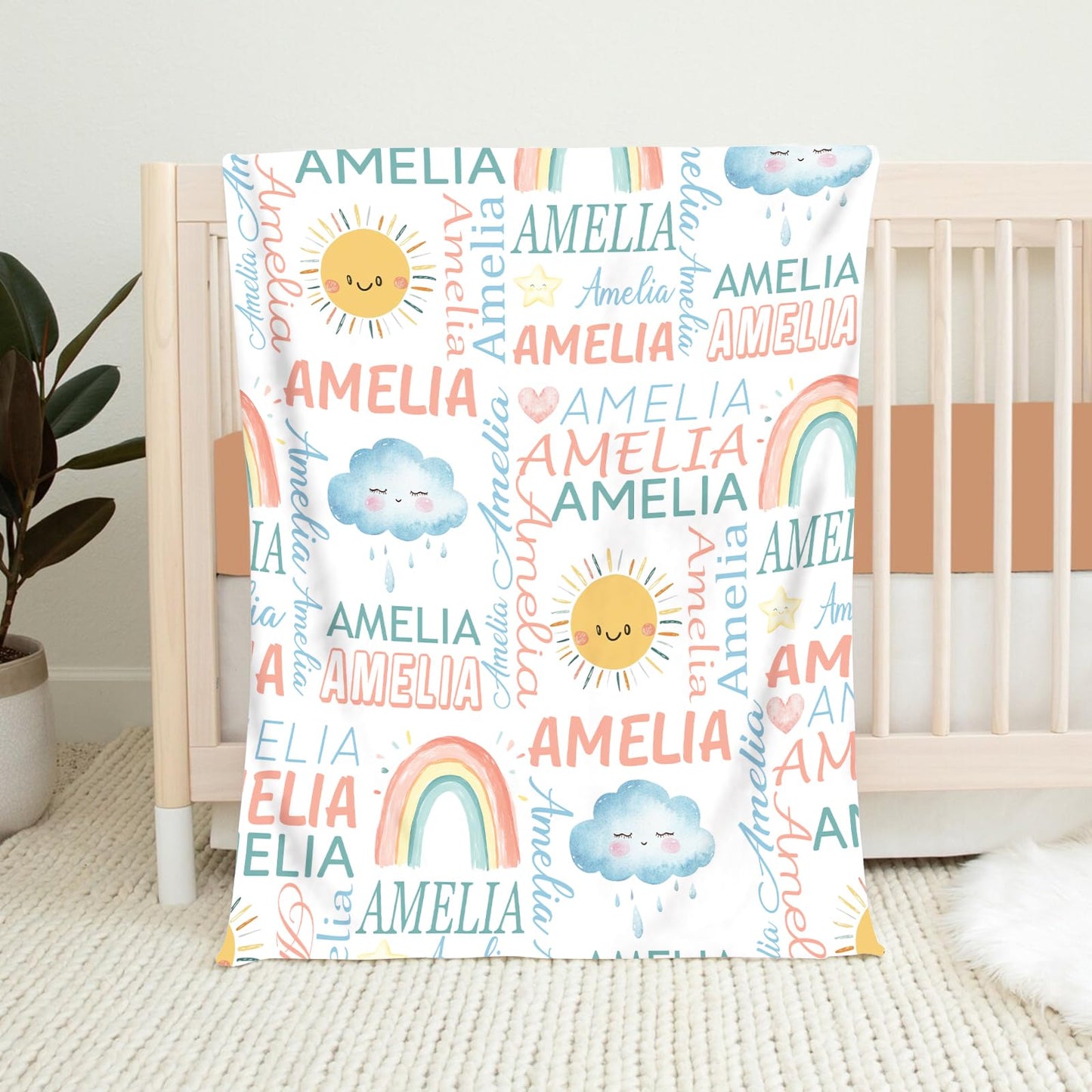 PUREFLY Personalized Baby Blanket - Custom Name for Girls and Boys, Super Soft Plush Fleece, Personalized Gifts for Newborns