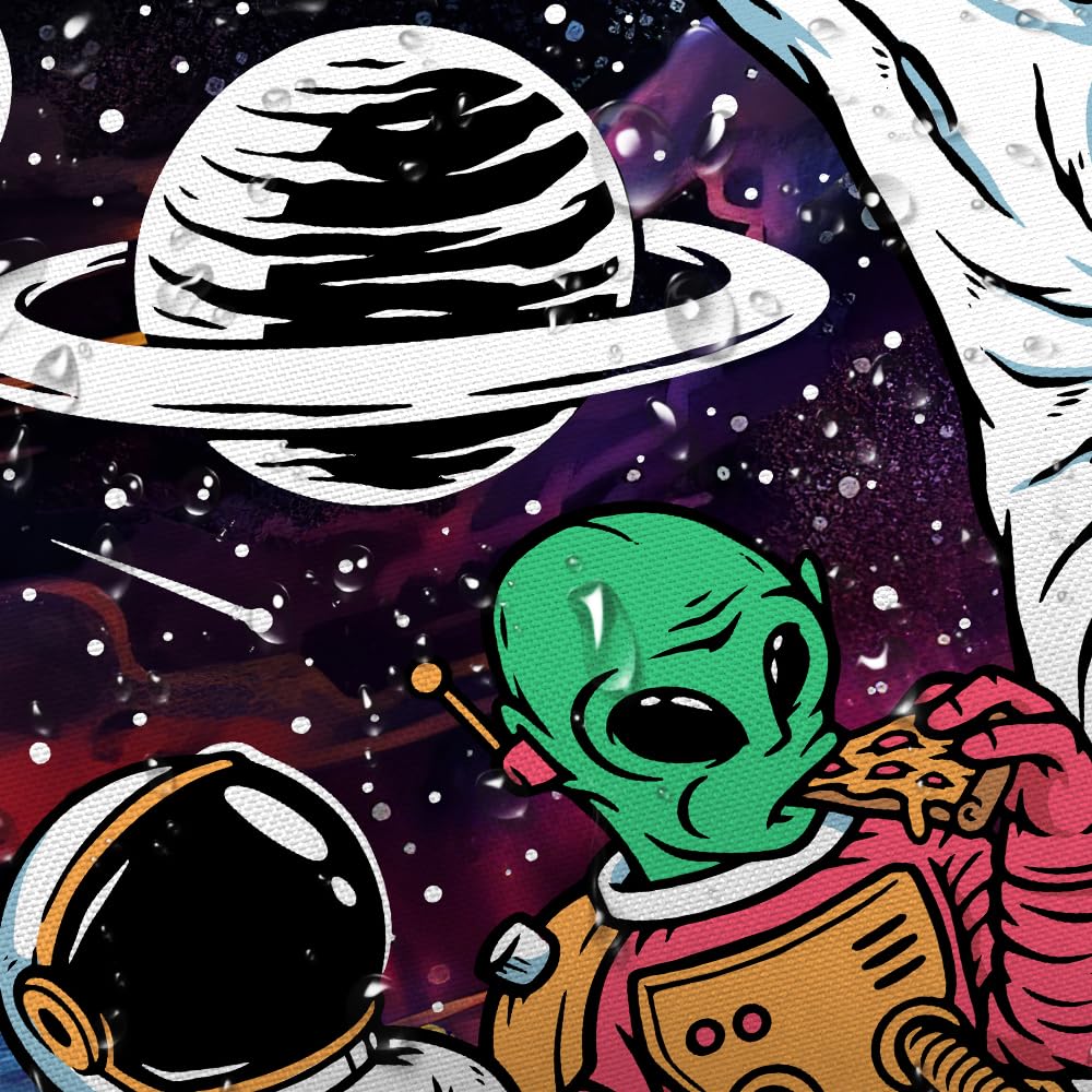 Sanzugh Funny Trippy Space Shower Curtain Astronaut Alien Curtains for Kids Men Boys Guys Bathroom, Cool Alien Planet Galaxy Fabric Shower Curtains Set Decoration with Hooks 72 X 72 inch Bath Decor