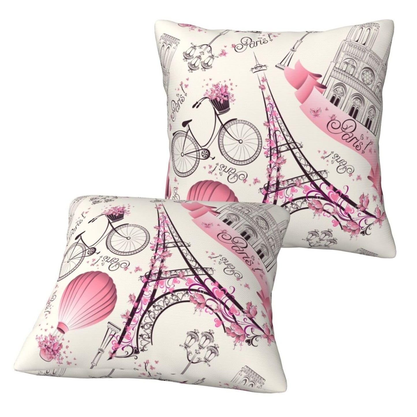 Lcokin Paris Eiffel Tower Throw Pillow Cover 18x18 in Set of 2 Cushion Farmhouse Pillow Covers Soft Pillow Cases Decor for Couch Sofa Living Room Bedroom Home