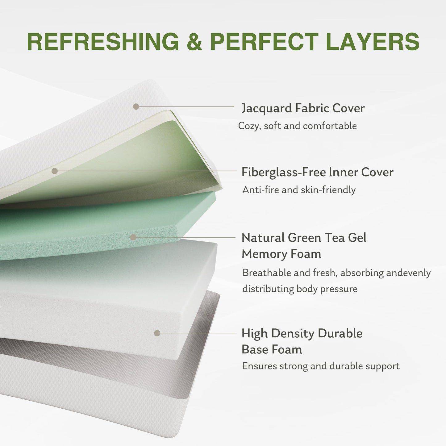 EGOHOME King Size Memory Foam Mattress, 12 Inch Bed Mattress in a Box with Cooling Green Tea Gel, Relieve Pressure with Medium Firm Support, CertiPUR-US Certified, 80''L x 76''W, White