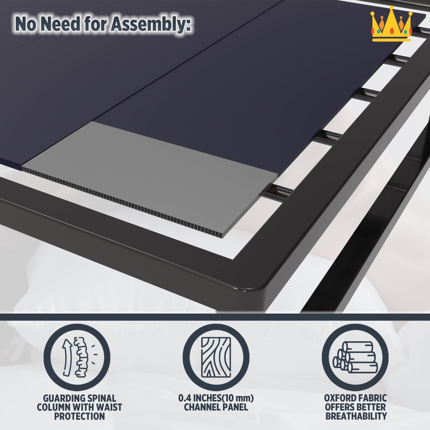 Imperijade 10mm Bunkie Board (54”x75”Full Size) Lightweight Design | Low Profile Bed Support, Breathable, Noise Minimizing, Moisture Resistant | Folding Box Support Board | Split Fully Assembled