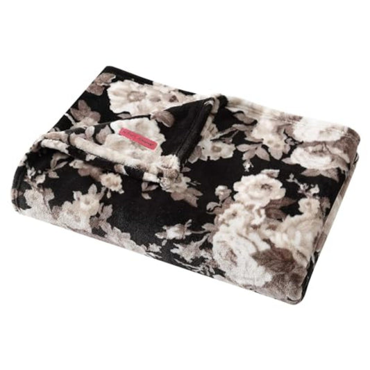 Betsey Johnson - Blanket, Buttery-Soft Throw Blanket for Couch or Bed, Boldly Plush & Oversized Bedding (Vintage Floral Black, 50" x 70")