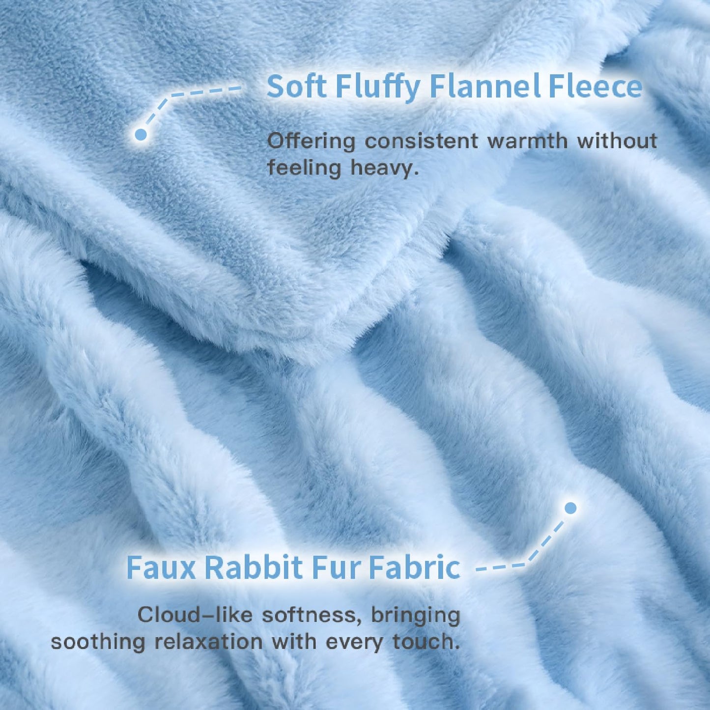 Light Blue Faux Fur Fluffy Blanket Plush Fuzzy Throw Blanket for Couch Sofa Soft Fleece Winter Warm Bubble Bed Throw, 63"x79"