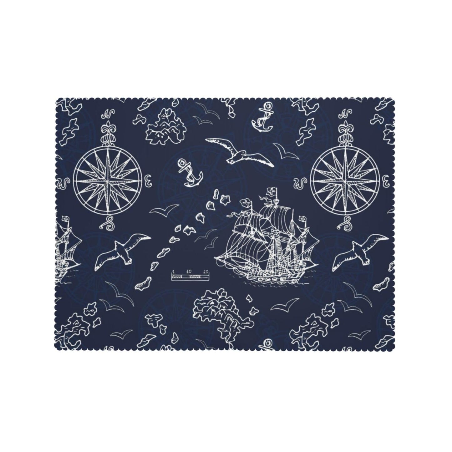 DRAVVIX Marine Nautical Rectangular Tablecloth Adventures Ships Table Cloth with Wavy Lace Decoration Polyester Table Cover for Dining, Parties 54x72 inch