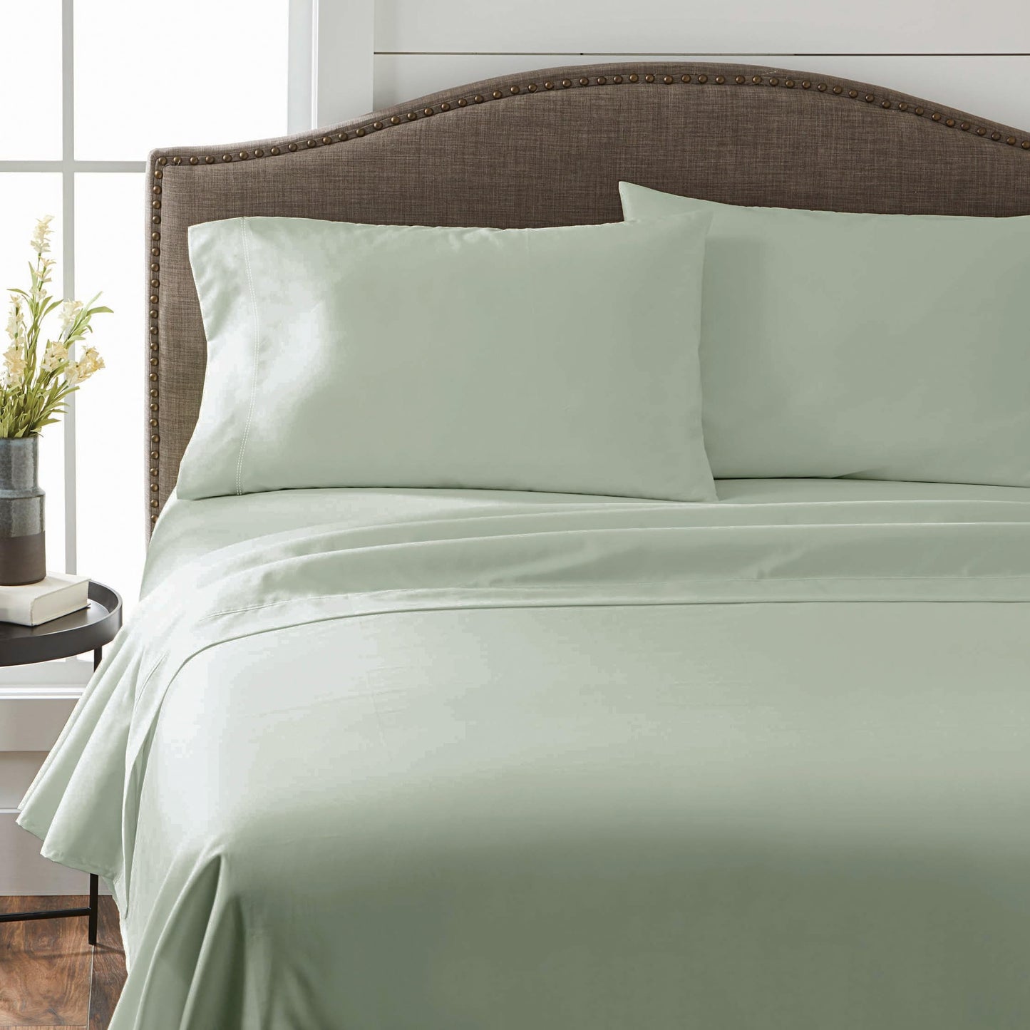 Supreme Elegance 1200 Thread Count King Size Bed Sheets Set, Pastel Green, 4 Pieces Cotton Rich Sateen Sheets Set, Soft, Durable & Wrinkle Resistant, Luxury Hotel Bedding, 16" Deep Pocket Fitted Sheet