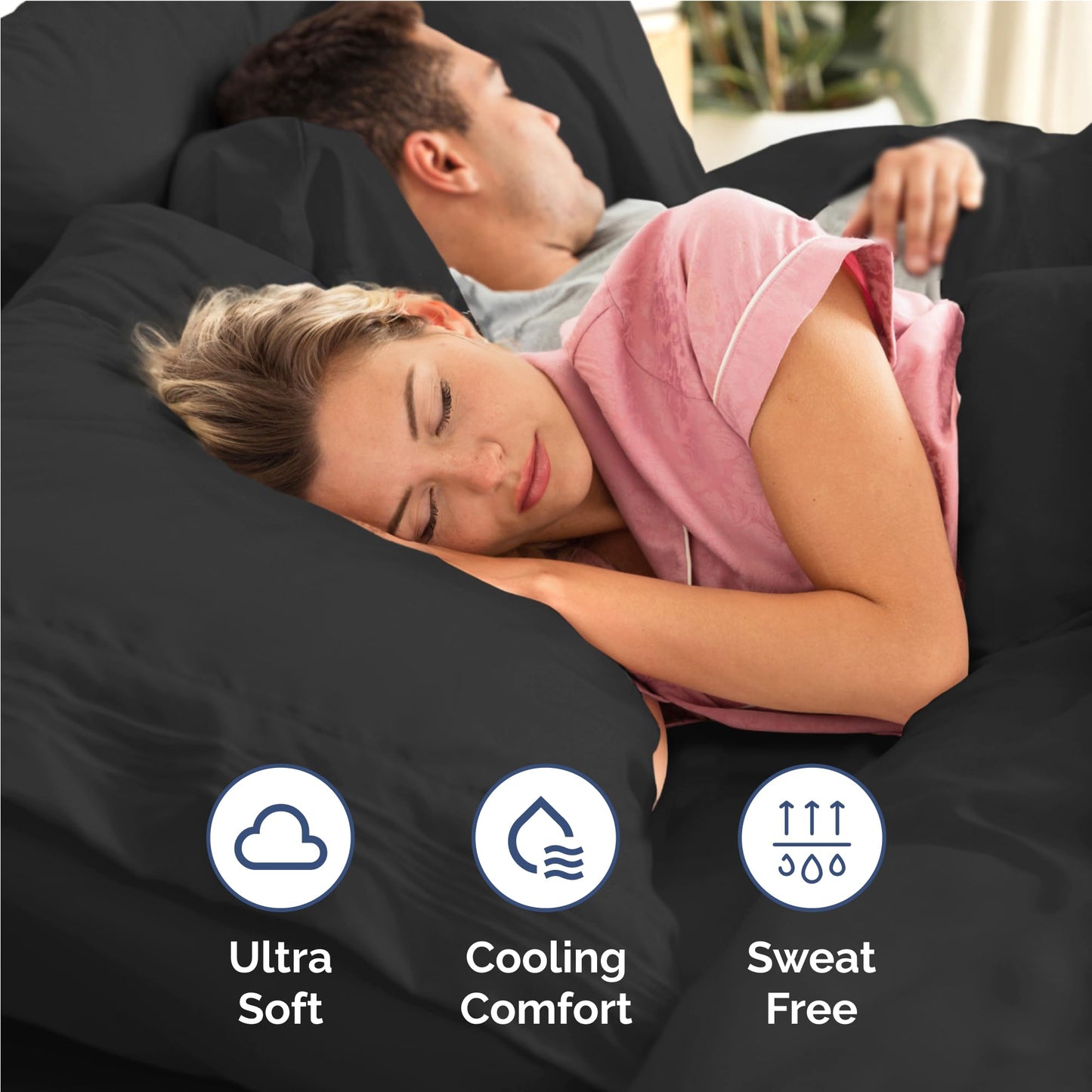Full Size 4 Piece Sheet Set - Comfy Breathable & Cooling Sheets - Hotel Luxury Bed Sheets for Women & Men - Deep Pockets, Easy-Fit, Extra Soft and Wrinkle Free Sheets - Black Oeko-Tex Bed Sheet Set