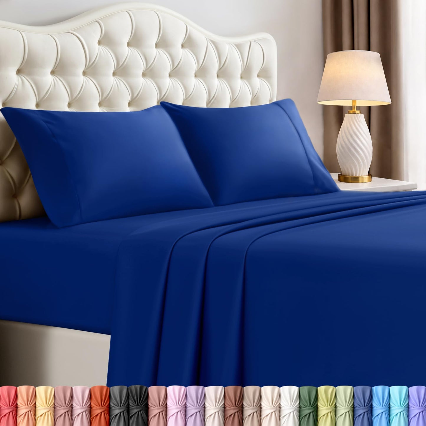 Utopia Bedding Queen Size Sheet Set – 4 Piece Bed Sheets, Soft and Breathable Microfiber, Includes 1 Fitted Sheet, 1 Flat Sheet and 2 Pillowcases – Oeko Tex (Royal Blue)