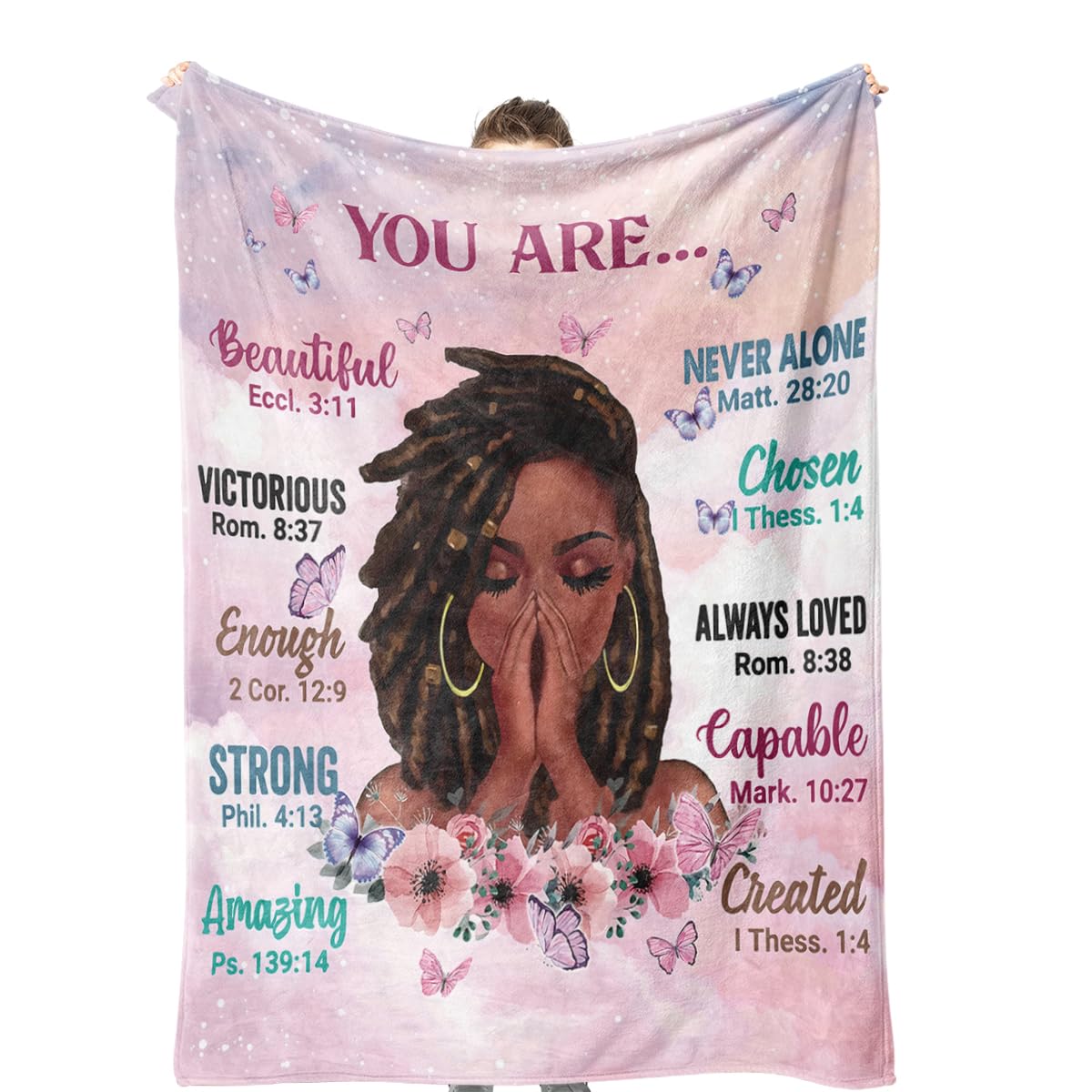 TRENDYNEST Throw Blanket, Soft Fleece Blanket with Inspirational Positive Thoughts and Quotes for Bedroom, Ideal as a Gift for Girls and Women 50x60 Inch