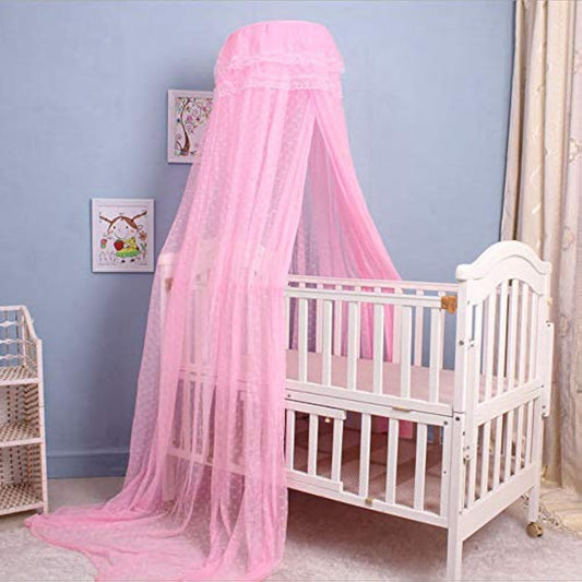 Cdycam Baby Infant Toddler Bed Dome Cots Mosquito Netting Hanging Bed Net Mosquito Bar Frame Palace-Style Crib Bedding Set (Pink Mosquito Netting Only, Without Stand)