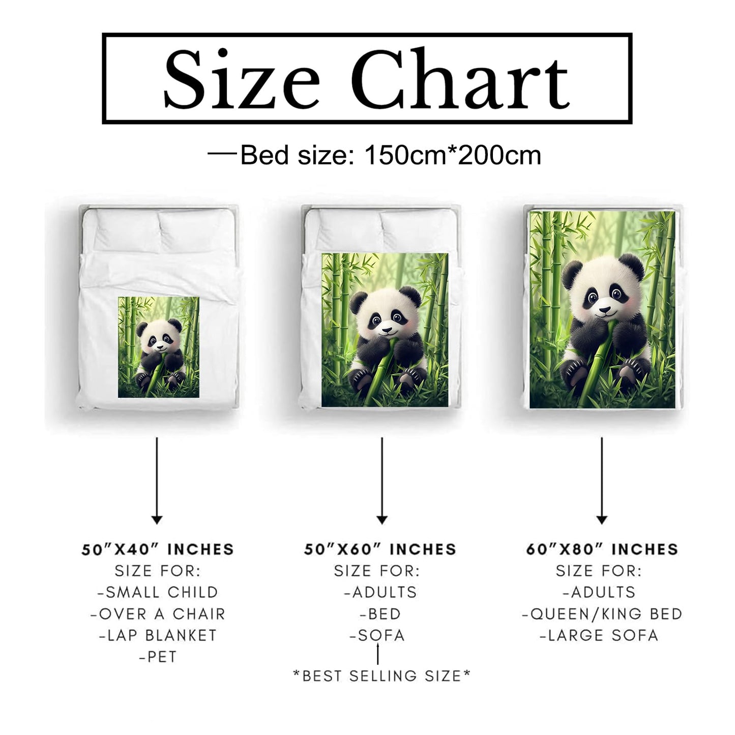 Bidesk Cute Panda Blanket Soft Cozy Throw Blanket for Adults Women Kids - Warm Yet Lightweight Flannel Blankets for Travel, Couch, Bed, Fuzzy Outdoor Comfort Wrap 60"×50"