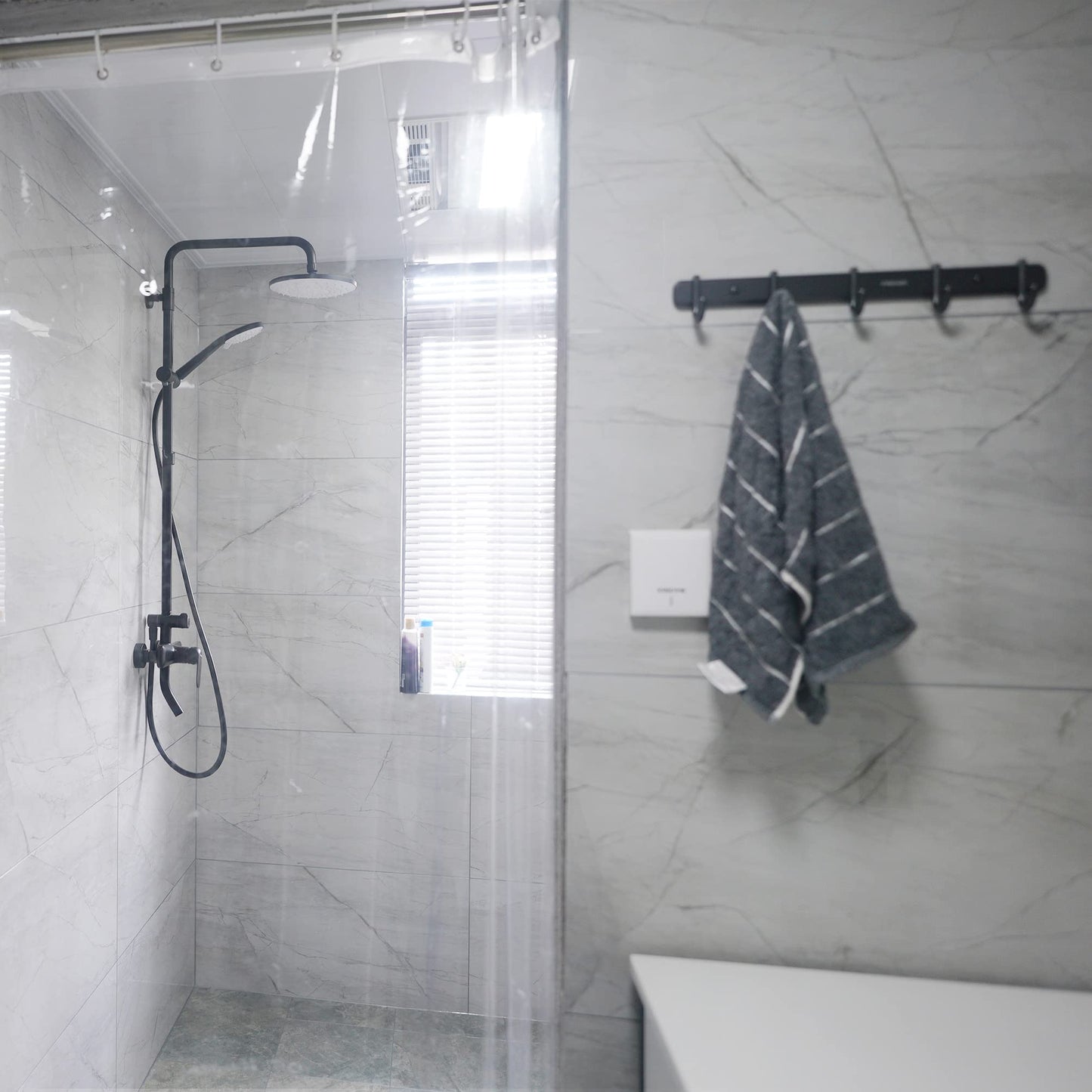 AooHome Clear 72 Width x 66 Height Inch Short Shower Curtain Liner, Plastic PEVA Partition Curtain with Hooks, Metal Grommets, Water Repellent, for Master & Guest Bathroom