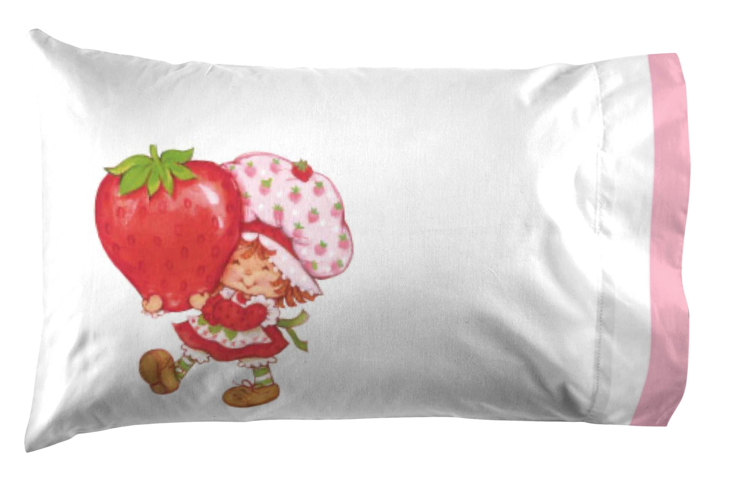 Jay Franco Kids Sheet Set with Fitted, Flat Sheets & Pillow Cover - Ultra-Soft Bedding with Pillowcase for Room Decor, White - Strawberry Shortcake, 4 Piece Full