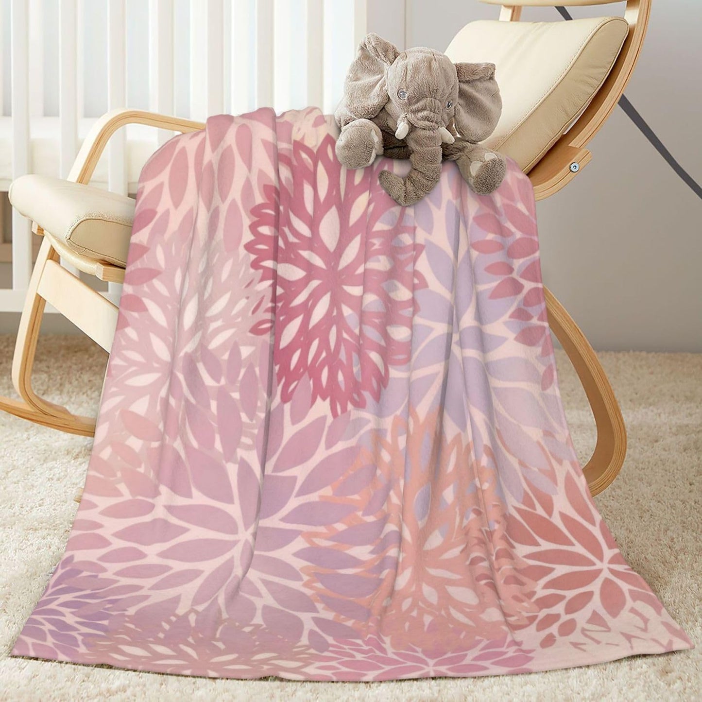 Perinsto Pink Chrysanthemum Flowers Throw Blanket Ultra Soft Warm All Season Daisy Floral Decorative Fleece Blankets for Bed Chair Car Sofa Couch Bedroom 50"X40"