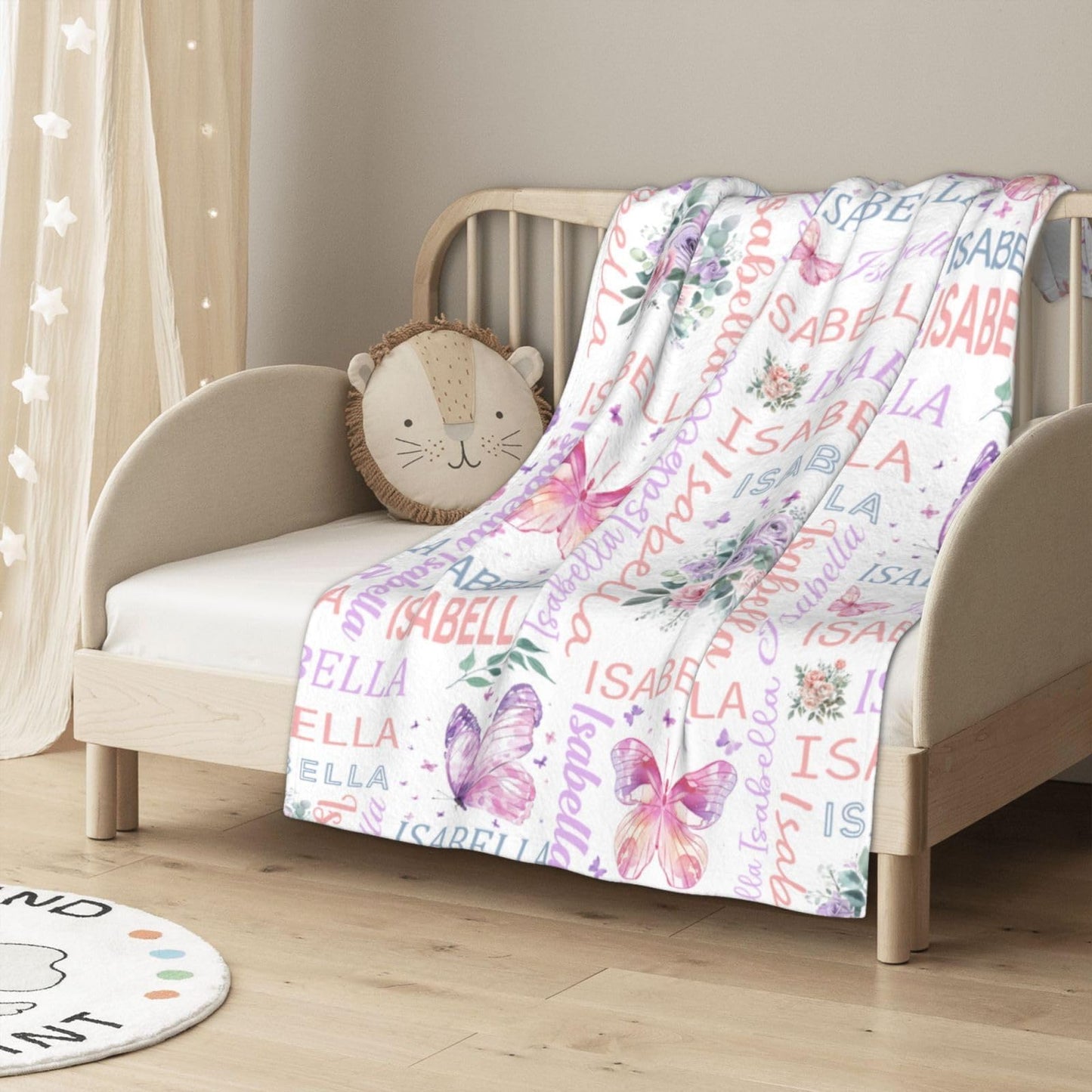 PUREFLY Personalized Baby Blanket- Printed in USA-Custom Baby Blanket with Name for Girls and Boys, Super Soft Plush Fleece, Personalized Baby Gifts