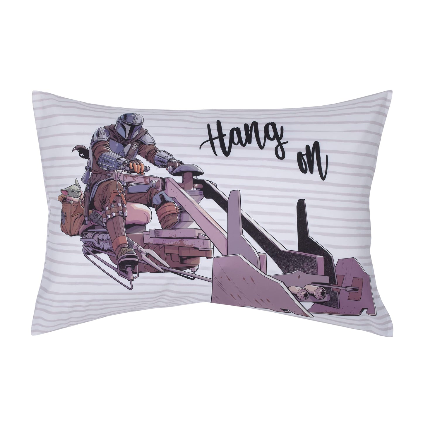 Disney Star Wars The Mandalorian Grey, Tan and Blue 4 Piece Toddler Bed Set - Comforter, Fitted Bottom Sheet, Flat Top Sheet, and Reversible Pillowcase