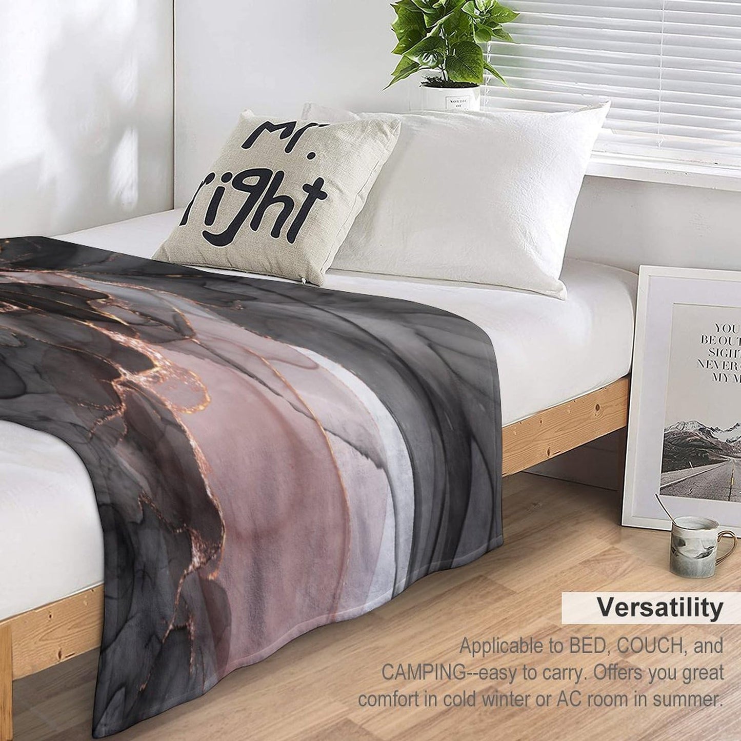 Marble Blanket Abstract Marble Modern Luxury Black Pink Gold Liquid Soft Cozy Lightweight Throw Blanket for Kids Girls Boys Women Bedroom Living Room Dorm Chair Sofa Travel 40x50in