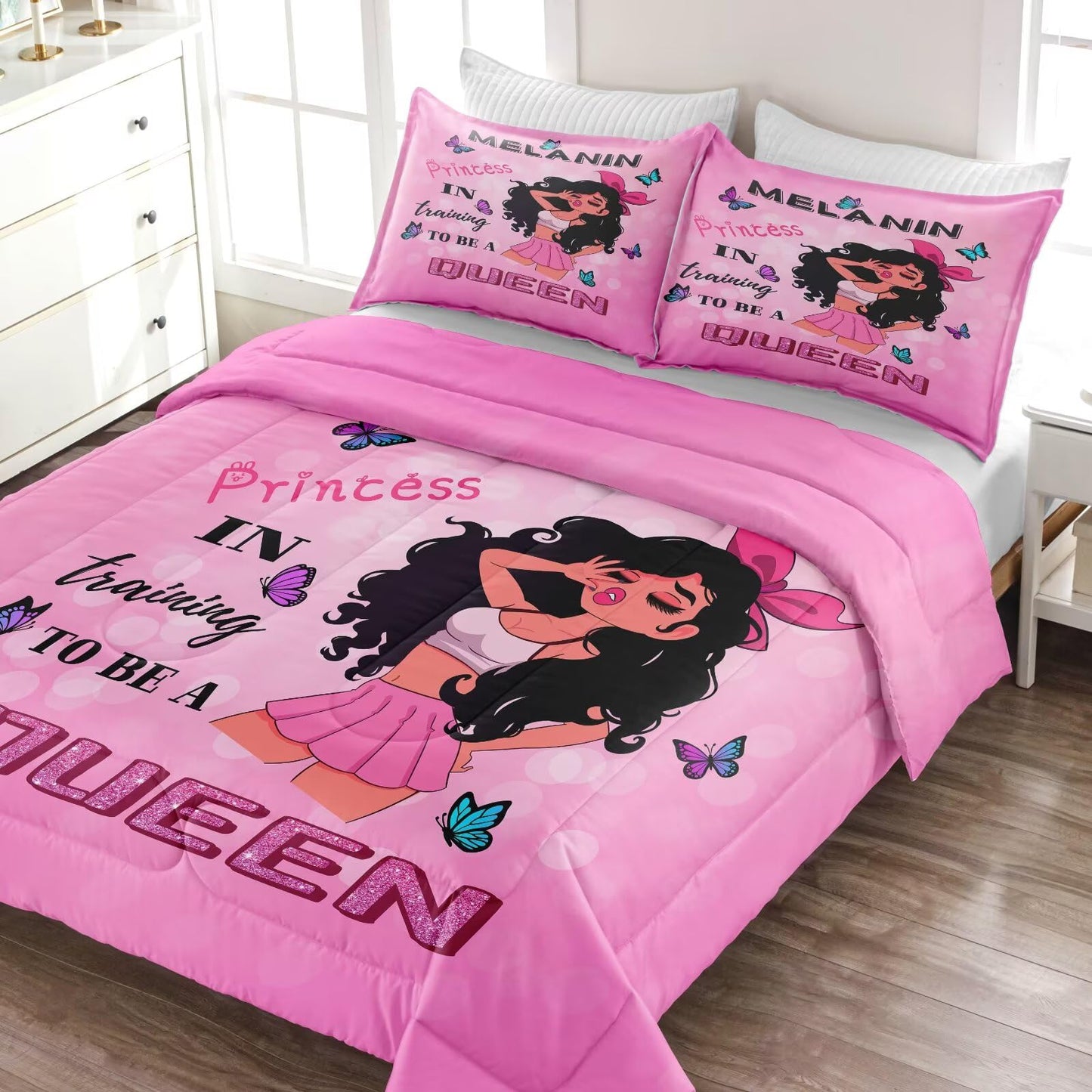GRAT TIOC Black Girl Comforter Set Twin Size for Kids Teens,God Says You are Comforter Set,Black Girl Magic Bedding Set,African American Princess Bed Bedroom Sets