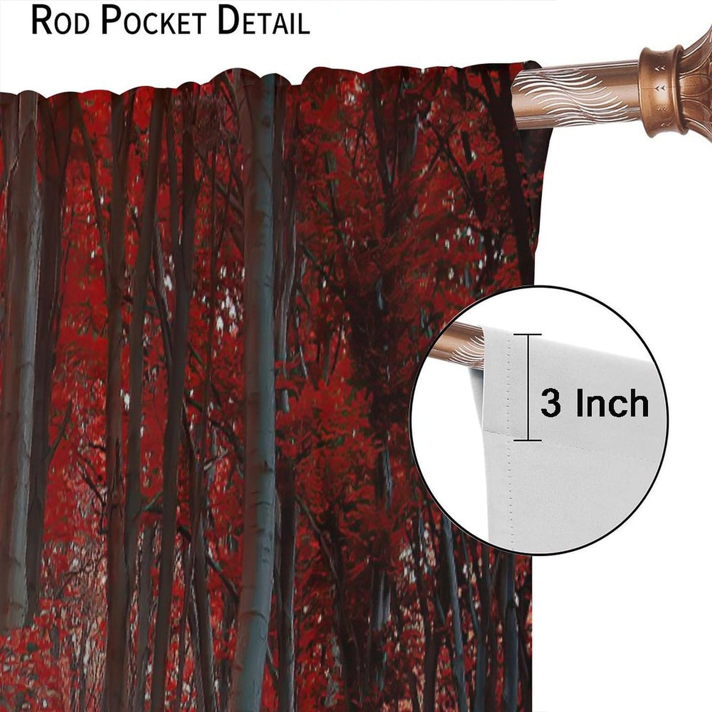 ICMOLYYENLO Natural Landscape Blackout Curtains, Forest Sunset Maple Leaf Lawn Woodland Pattern Printed Curtains for Bedroom Living Room Insulation Curtains 42x44 Inches