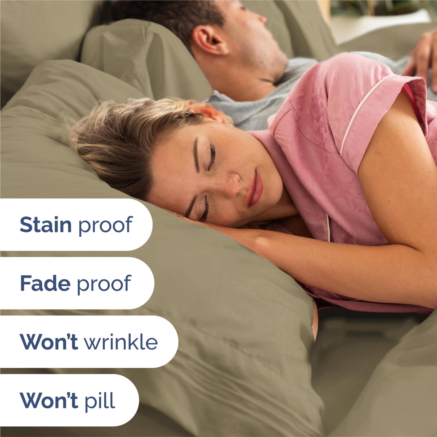 Split King Size 5 Piece Sheet Set - Comfy Breathable & Cooling Sheets - Hotel Luxury Bed Sheets for Women & Men - Deep Pockets, Easy-Fit, Soft and Wrinkle Free Sheets - Khaki Oeko-Tex Bed Sheet Set