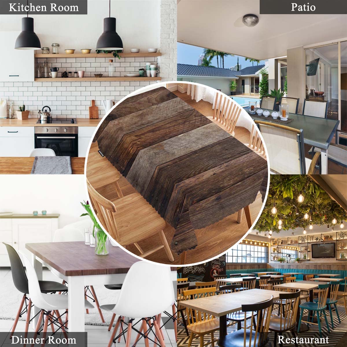 Swono 52x70 Inch Wood Plank Tablecloth Retro Wood Texture Brown Farmhouse Dining Table Cloth Anti-Stain Talking Table Cover for Kitchen Dinning Room Coffee Store Restaurant