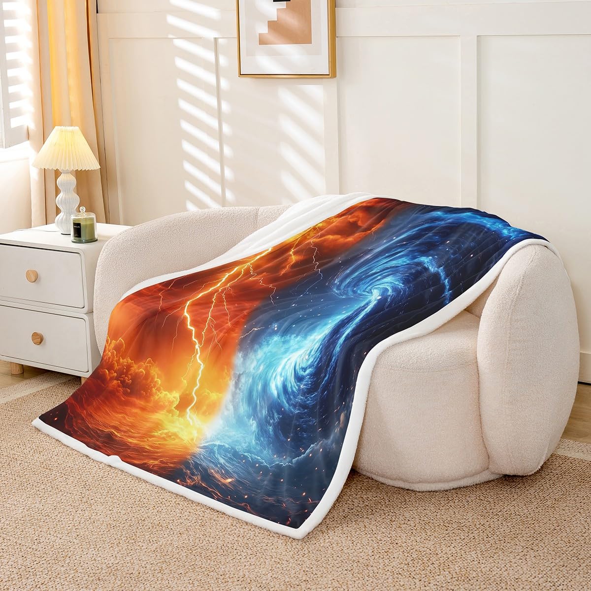 Erosebridal Tornado Fleece Blanket Lightning Sherpa Blanket 90"x90", Natural Disaster Scary Hurricane Fuzzy Plush Throw