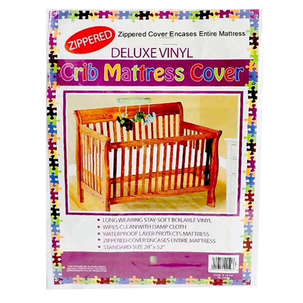 Deluxe Vinyl Zippered Crib Mattress Cover Full Encasement 28" x 52" Standard Size Waterproof White