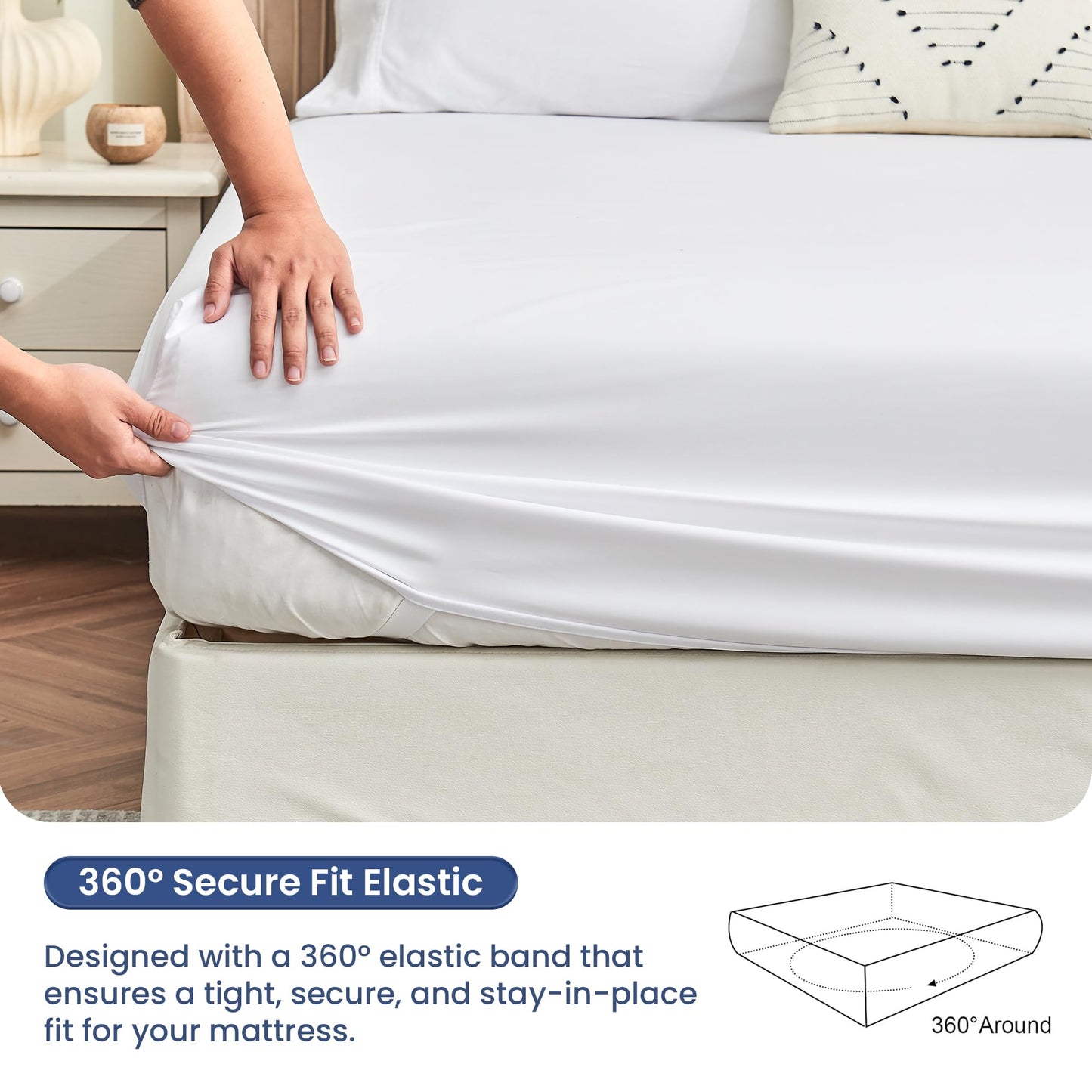Yuurom Queen Fitted Sheet Only, Corner Straps Ultra Soft Brushed Microfiber Hotel Quality Bottom Sheet, Deep Pocket Fits 8-14 inches Mattresses, Luxury Durable Sheets for Queen Size Bed, White