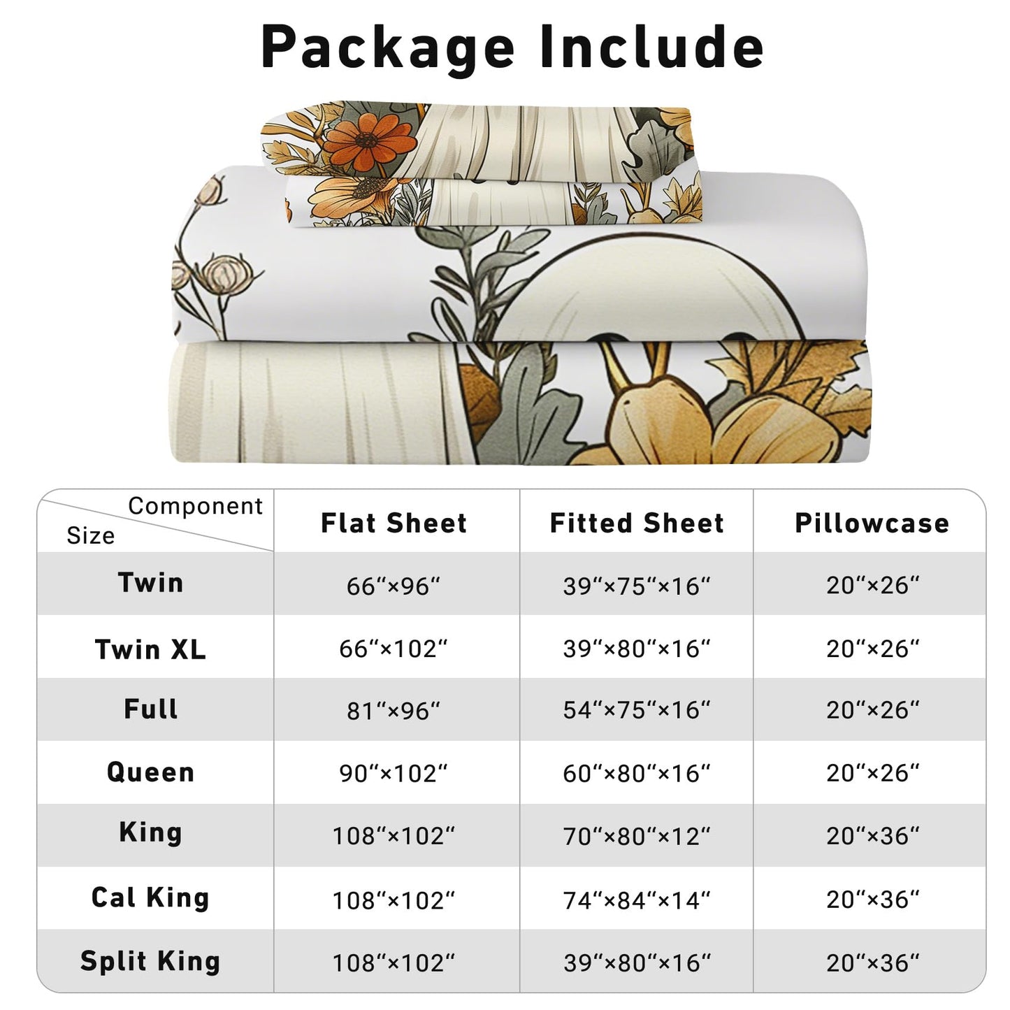 Halloween Sheets Twin Size - Autumn Ghost Pumpkin Bed Sheet Set - Deep Pocket Soft Microfiber Bedding Set 3 Piece - Fitted Flat Sheet Pillowcase - Halloween Bedroom Decor & Gifts