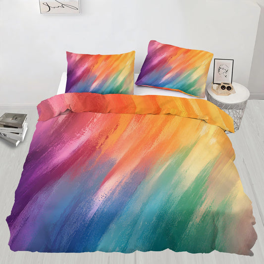 Twin Size Duvet Cover Abstract Painting Print Duvet Cover Color Brushstrokes Comforter Cover Abstract Bedding Kids Room Bedding Decor (Reversible Printing)