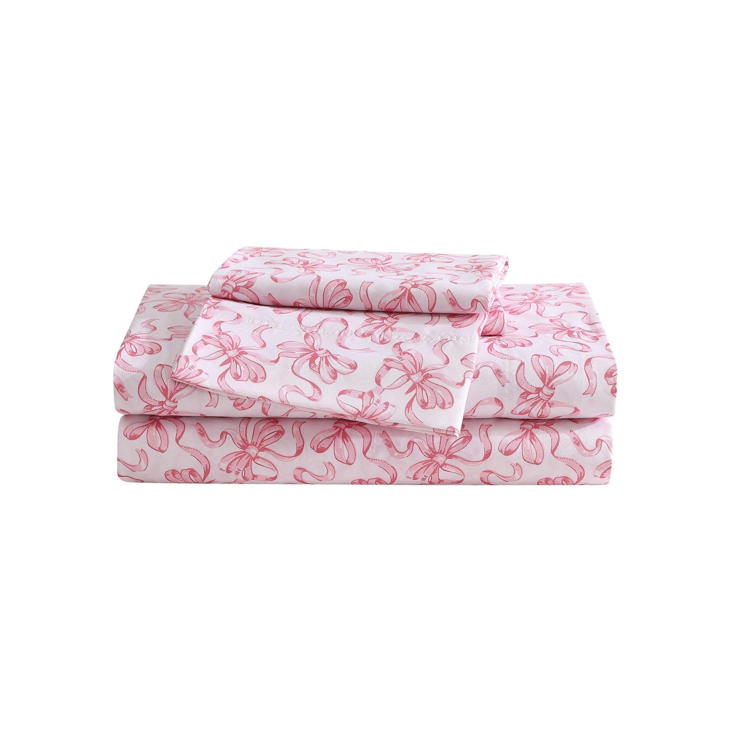 Betsey Johnson - Twin Sheet Set with Fitted Sheet & Pillowcase, Fade & Wrinkle-Free Bedding, Deep Pocket, Dorm Room Essentials, Ballet Bows Pink